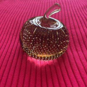 PAPER WEIGHT Bullicanti Hand Blown Apple Art Glass with Controlled Bubbles